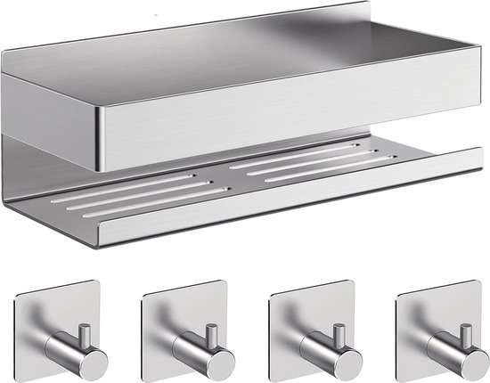 Douche Caddy 2 Pack Zwarte Douche Planken Geen Boren Roestvrije Sneldrogende Douche Organizer Grote Capaciteit Badkamer Opslag 4 Haken Doucherek Doucherek Aan Douchewand