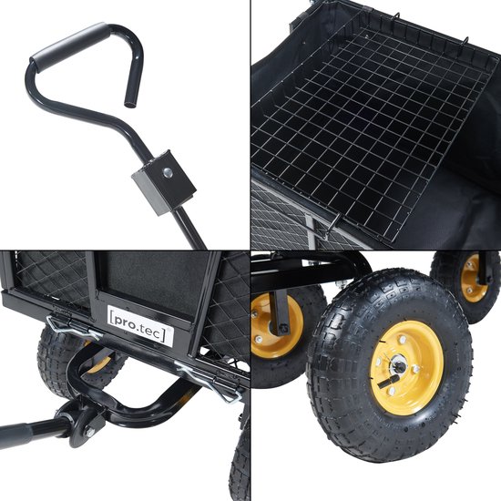 Bolderkar Corropoli 112x51x71 cm zwart en geel pro.tec van pro.tec — afbeelding 3