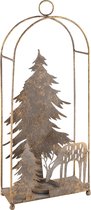 Décoratif | Porte-bougie arche avec arbres/cerfs, bronze, métal, 16x7x40cm | A245458