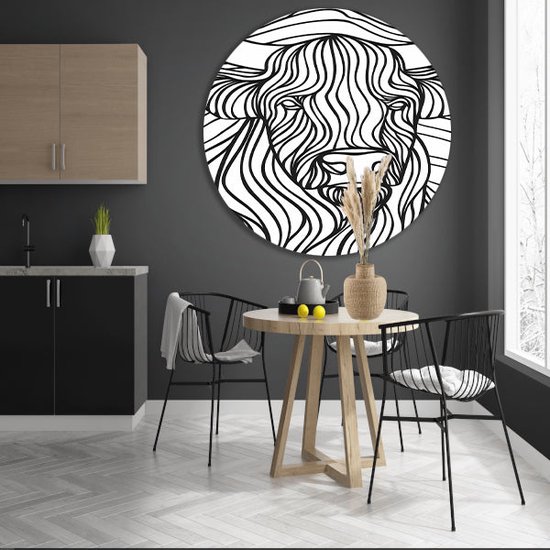 cercle mural vache - balances murales animaux - Lignes de cercle mural - Tableau moderne - Forex - Décoration murale chambre mur cercle forex 100x100 cm