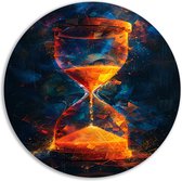 Zandloper schilderij - Tijd wandcirkel - Rond schilderij Scherven - Muurdecoratie industrieel - Wandschaal - Muurdecoratie muurcirkel aluminium 80x80 cm