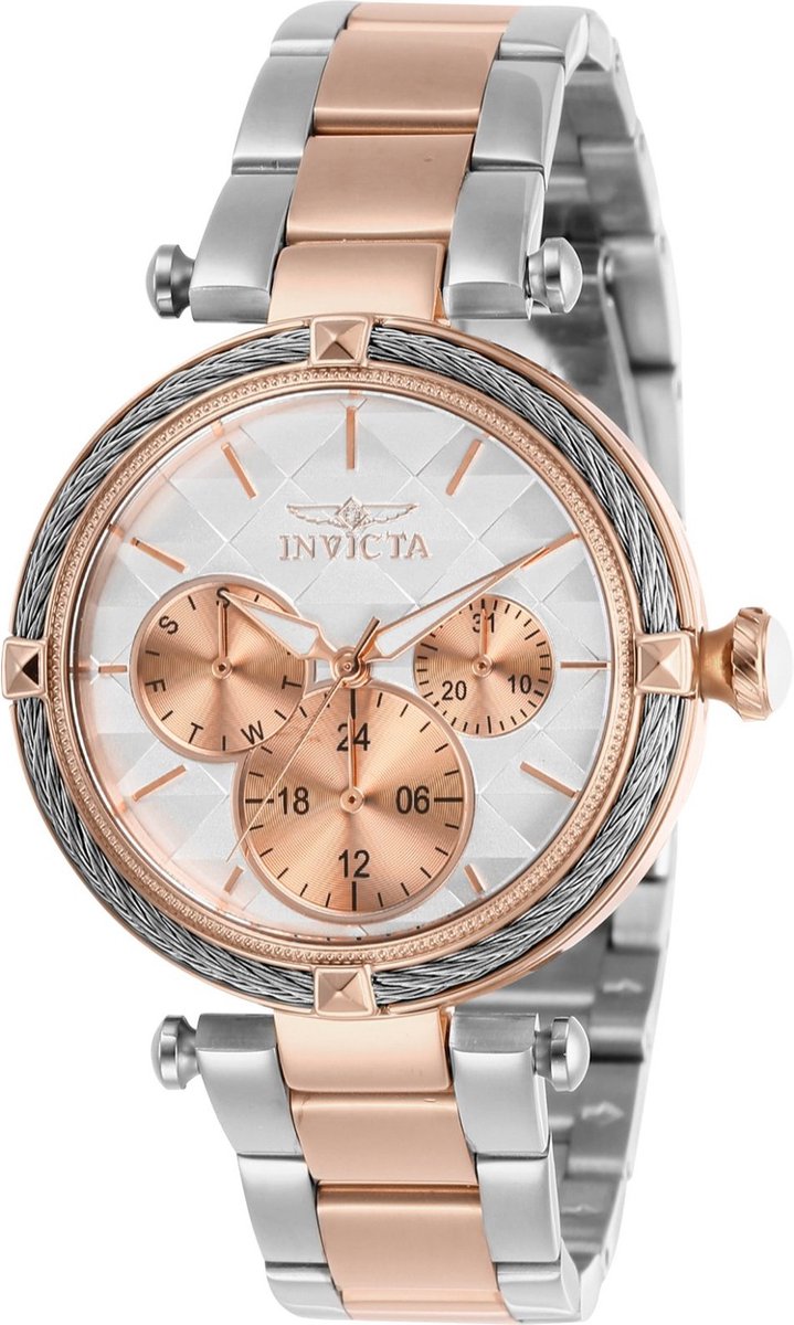 Invicta Bolt 28962 Dames Horloge - Waterdicht - Analoog - Quartz Uurwerk - Roestvrij Staal met witte Wijzerplaat - 36mm