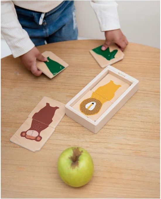 Trixie Puzzle combiné en bois avec animaux - Premier jouet bébé - À partir de 1 an - Éducatif - Pour garçons et filles