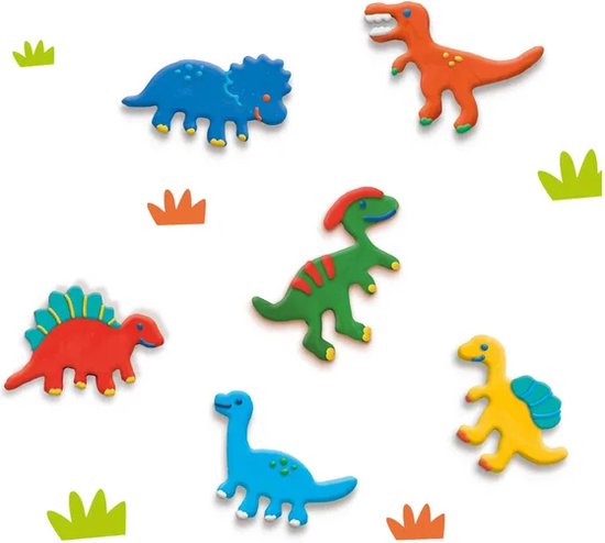 SES - Coupe- Argile - Dinos - 7 formes de dinosaures différentes - facile à nettoyer - réutilisable