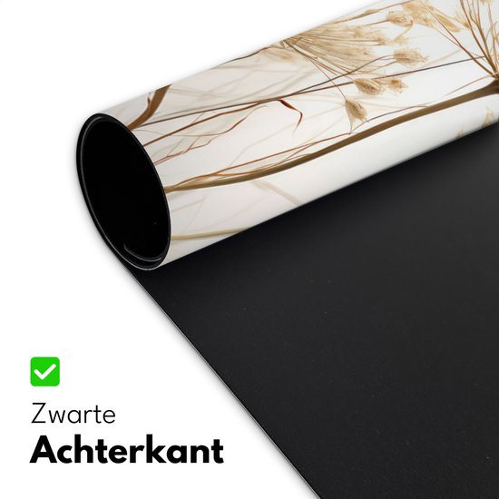 Sous-main 120x60 cm - Fleurs - Wit - Sunlight - Tapis de souris XXL - Sous-main - Grands Tapis de souris