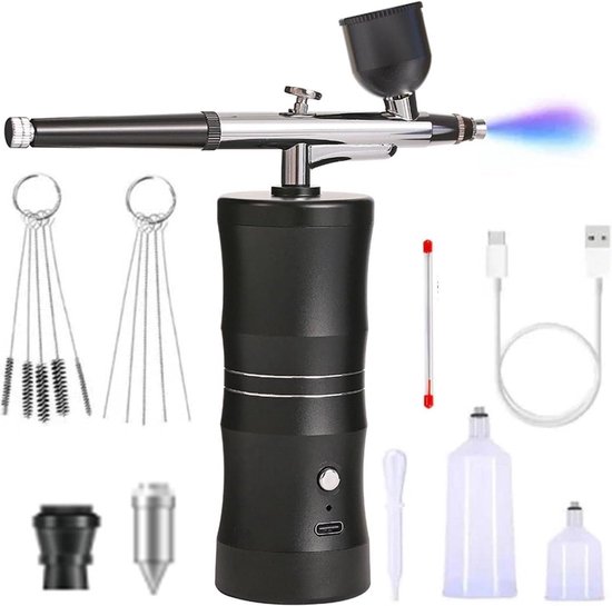 Airbrush -kit met Luchtcompressor , Verbeterde 7,4V 34PSI