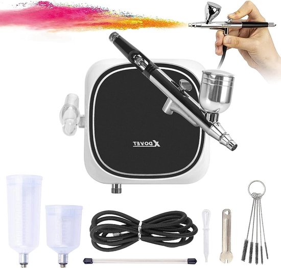 Foto: 30psi airbrushset compressor voor make up taartdecoratie nagelkunst schilderen tatoeage modelleermachine doe het zelf