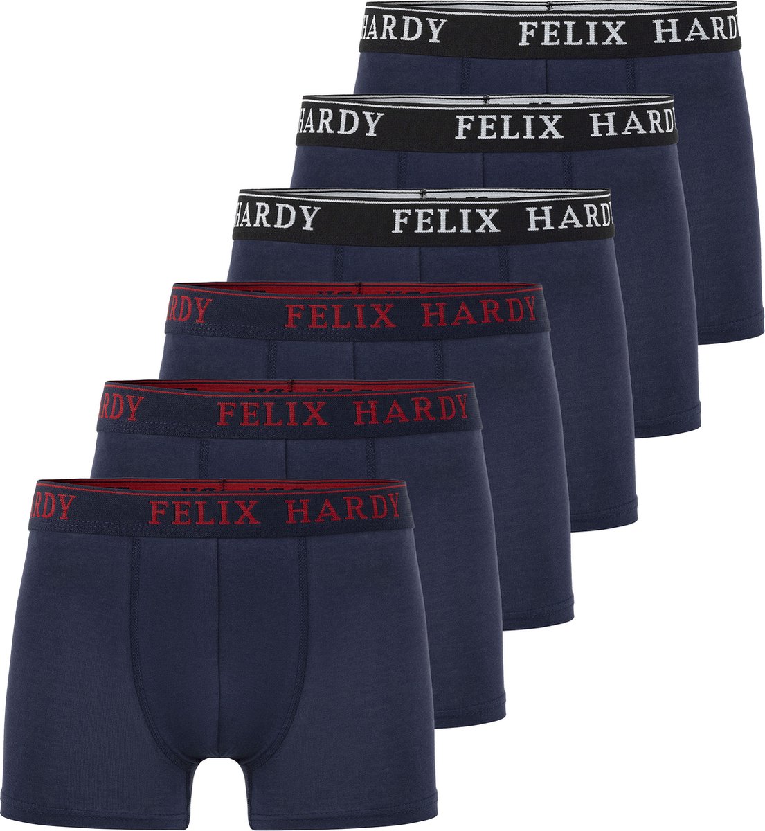Felix Hardy Boxer - Boxershort Multipack 6 Pack - Onderbroek Mannen - Ondergoed - 95% Katoen Heren Navy - S