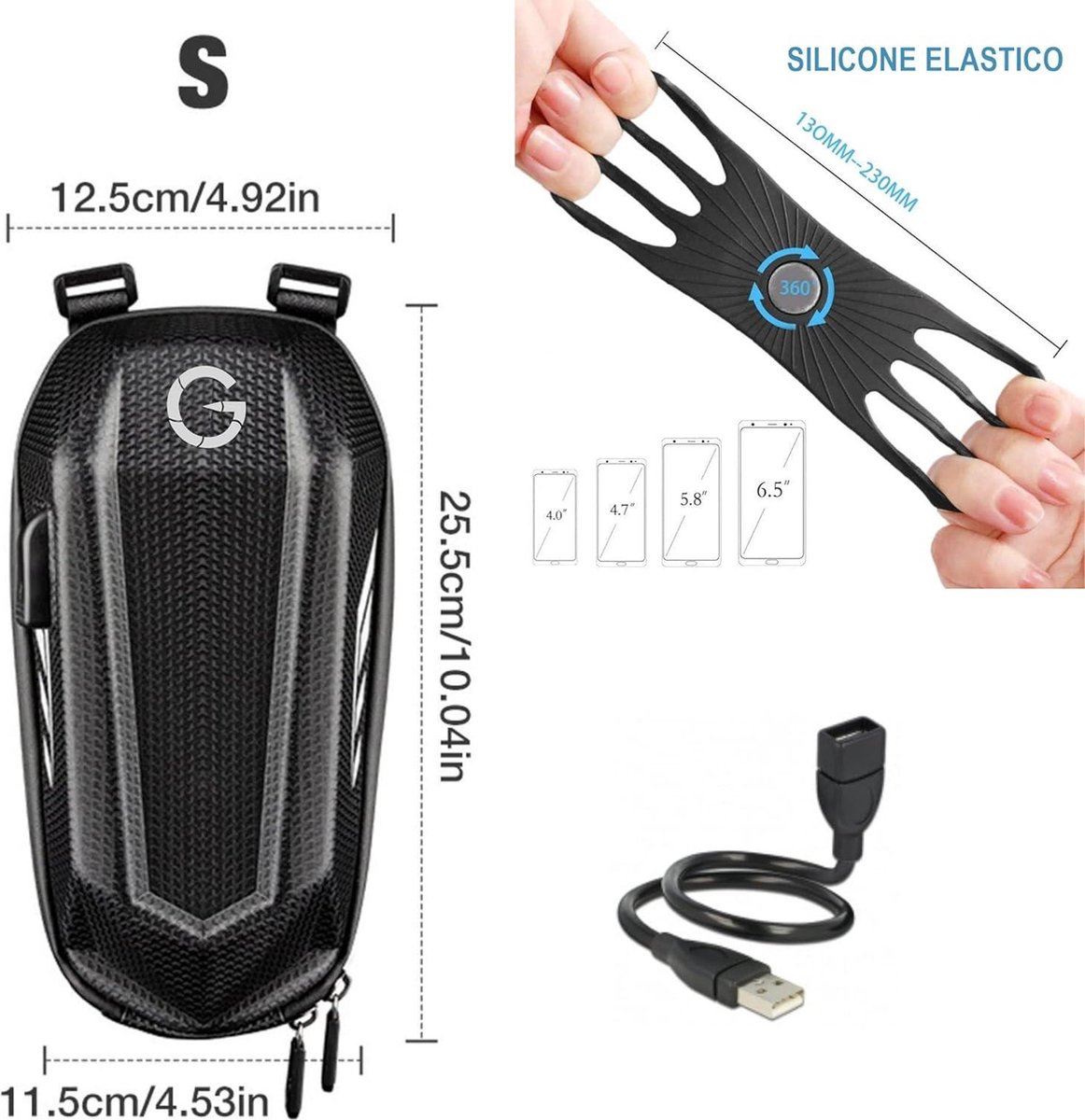 Elektrische steptas met USB-aansluiting - Opbergtoebehoren - 2/3 liter - Riembag - Geschikt voor Xiaomi Ninebot Ducati Kickscooter – foto 3