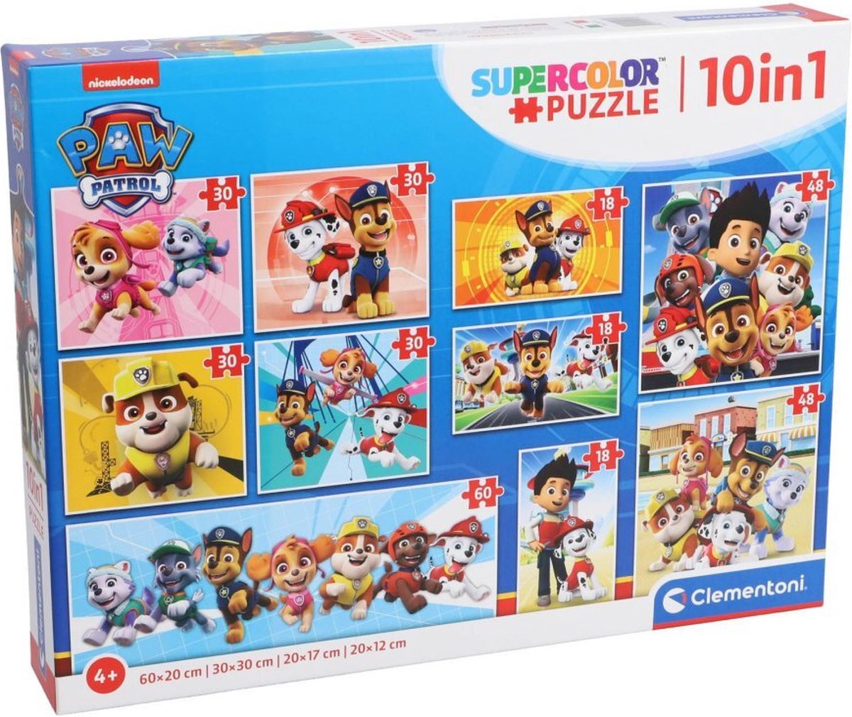 Clementoni - Puzzel - 10 Puzzels in 1 Doos - Paw Patrol - van 18 tot 60 stukjes - Puzzel Voor Kinderen - Vanaf 4 jaar — afbeelding 11