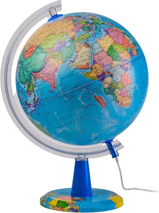 Verlichte Globe 30cm - Engelse Kaart - Moderne Politieke Wereldbol - Educatief - Geografische - Desktop Decoratie