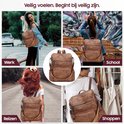 Bruine Glennoo rugzak in gebruik voor werk, school, reizen en shoppen.