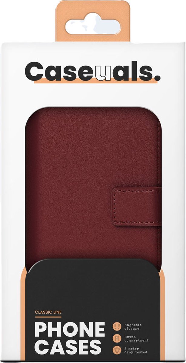Caseuals Echt Lederen Portemonnee/Boekhoesje - Krachtige magneetsluiting - geschikt voor Samsung Galaxy S24 - Rood
