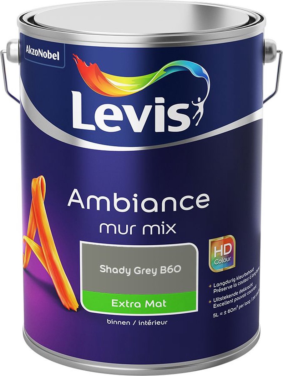 Levis - Ambiance Mur Extra Mat Mix - Shady Grey B60 - Mengverf - 5 L