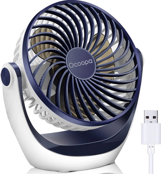Ocoopa D602 tafelventilator USB stil verstelbaar windsnelheid donkerblauw compacte mini ventilator