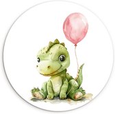WallCircle® Wandcirkel 30x30 cm - Muurcirkel Draak - Baby dier - Roze ballon - Muurdecoratie babykamer - Wanddecoratie kinderkamer - Kamer decoratie voor jongens en meisjes - Baby accessoires - Ronde schilderijen