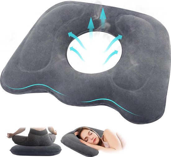 Coussin De Siège Gonflable Orthopédique - Pour Coccyx, Hémorroïdes - Portable Bureau, Fauteuil Roulant - Gris