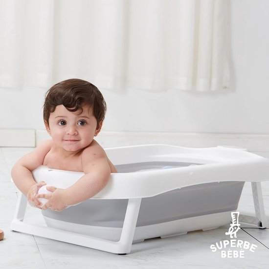Opvouwbaar babybad met badkussen en geïntegreerde thermometer