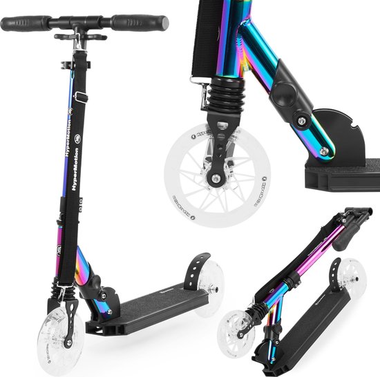 Foto: Hypermotion holo majestic tweewielige scooter voor kinderen 7 en jongeren maximale belasting tot 100 kg aluminium opvouwbaar in hoogte verstelbaar abec 7 lagers hologram