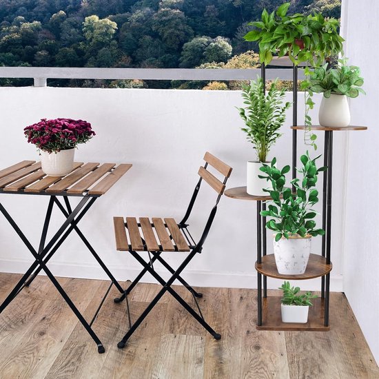 Diealles Shine Houten bloemenrek, plantenrek, 2-laags cabrio, plantenstandaard indoor, plantenrek voor balkon, tuin, woonkamer, decoratie