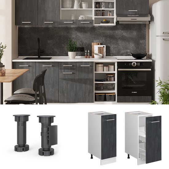 Vicco Armoire à pharmacie R- Line, Béton Zwart / Wit, 30 cm WB Anthracite
