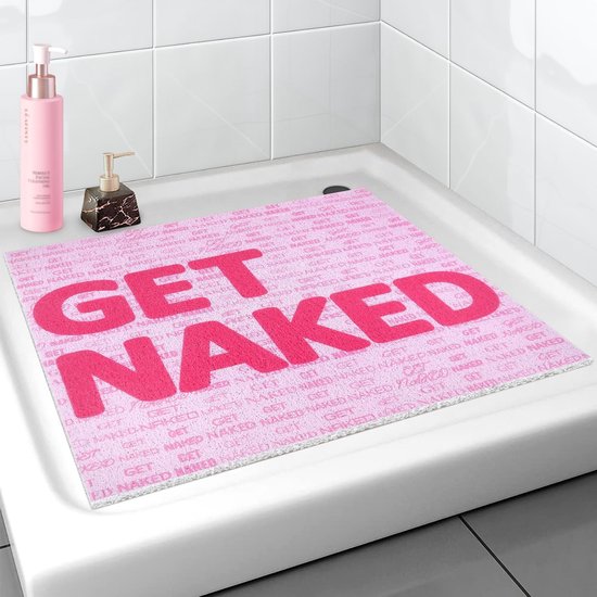 Ronde douchemat, bloembadmat voor binnendouche, PVC loofah badkamer vloermat, antislip badmat antischimmel douchemat met afvoer, sneldrogend (oranje, 50 x 50 cm