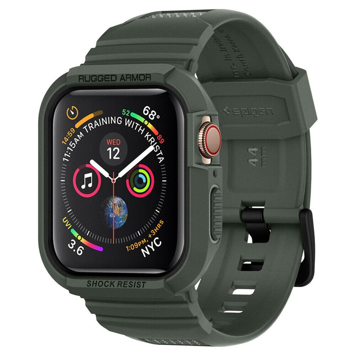 Spigen geschikt voor Apple Watch 4/5/6/7/SE 44/45mm Rugged Armor Pro - Groen