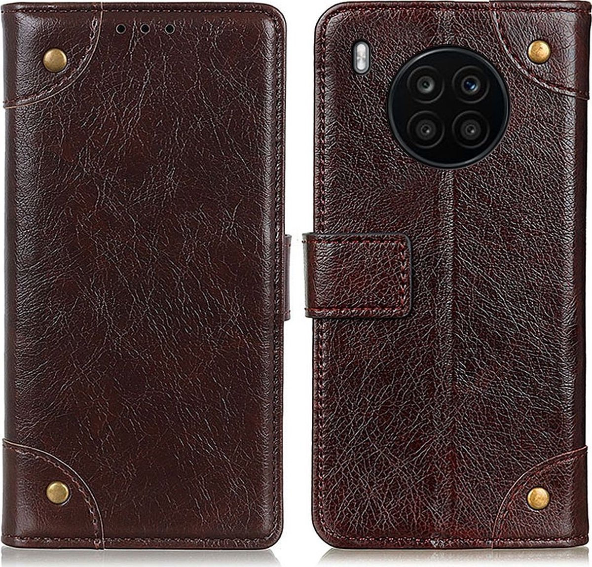 Mobigear Telefoonhoesje geschikt voor HONOR 50 Lite Hoesje | Mobigear Ranch Bookcase Portemonnee | Pasjeshouder voor 3 Pasjes | Telefoonhoesje voor Pinpas / OV Kaart / Rijbewijs - Bruin