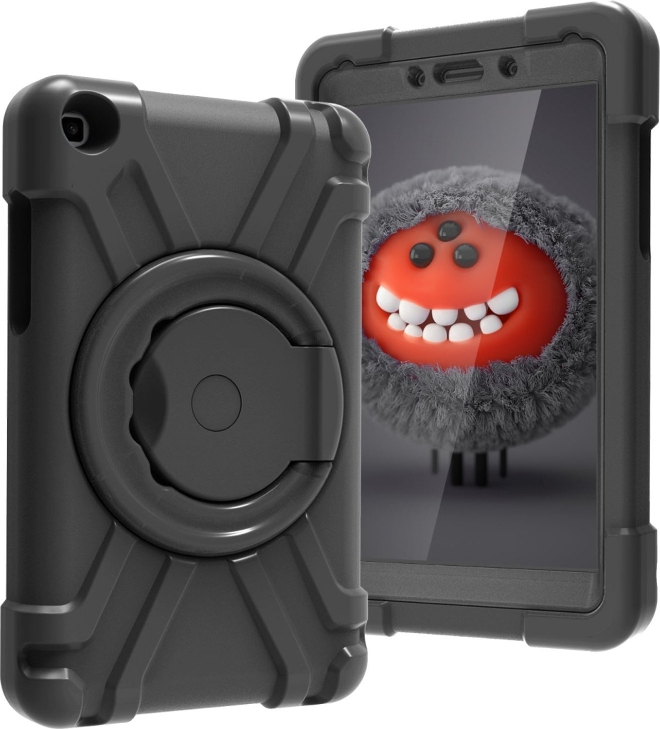 Mobigear RingGuard Tablethoes geschikt voor Samsung Galaxy Tab A 8.0 (2019) Kinder Tablethoes met Handvat - Zwart