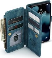 Caseme Telefoonhoesje geschikt voor Apple iPhone 13 Hoesje | Caseme Bookcase Portemonnee | Pasjeshouder voor 7 Pasjes | Telefoonhoesje voor Pinpas / OV Kaart / Rijbewijs - Blauw