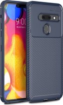Mobigear Hoesje geschikt voor LG G8 ThinQ Telefoonhoesje Flexibel TPU | Mobigear Racing Backcover | G8 ThinQ Case | Back Cover - Blauw