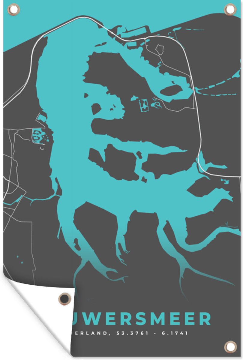 Tuinposters buiten Lauwersmeer - Kaart - Nederland - Stadskaart - Plattegrond - Lauwersmeer - 60x90 cm - Tuindoek