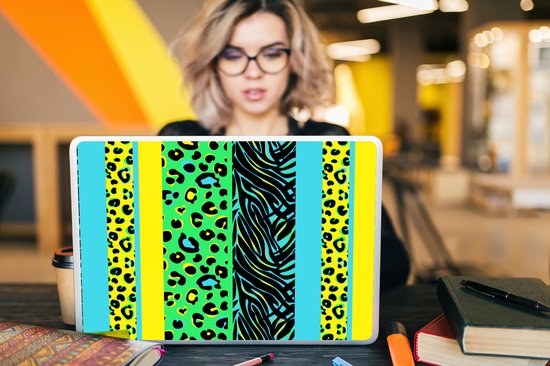 Autocollant pour ordinateur portable - 17,3 pouces - Design - Imprimé panthère - Jaune - Vert - 40x30cm - Autocollants pour ordinateur portable - Skin pour ordinateur portable - Couverture
