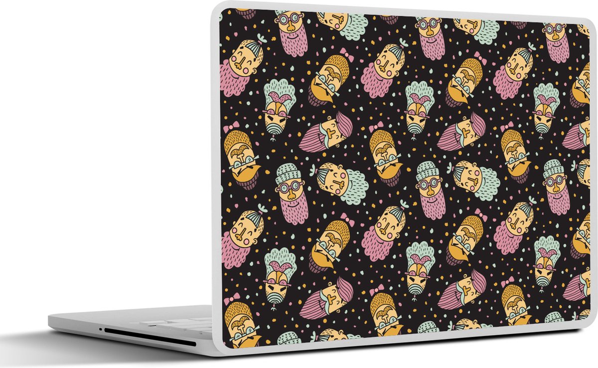 Laptop sticker - 14 inch - Patronen - Baard - Gezicht - Jongens - Kinderen - Kids - 32x5x23x5cm - Laptopstickers - Laptop skin - Cover