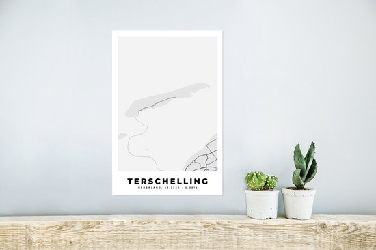 Poster Carte - Terschelling - Île - Carte - Plan de la ville - 20x30 cm