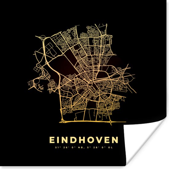 Poster Eindhoven Plattegrond Kaart Stadskaart 50x50 cm bol