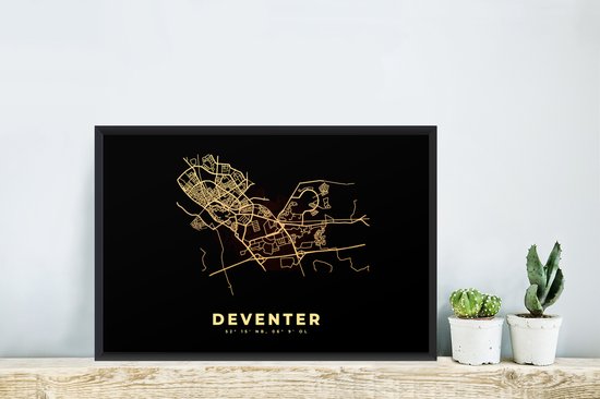 Cadre photo avec affiche - Deventer - Plan de la ville - Carte - Carte - Nederland - 60x40 cm - Cadre pour affiche