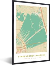 Fotolijst incl. Poster - Vinkeveense Plassen - Vintage - Kaart - Plattegrond - Stadskaart - 60x90 cm - Posterlijst