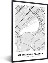 Fotolijst incl. Poster - Westeinder Plassen - Stadskaart - Plattergrond - Nederland - Kaart - 60x90 cm - Posterlijst - Plattegrond