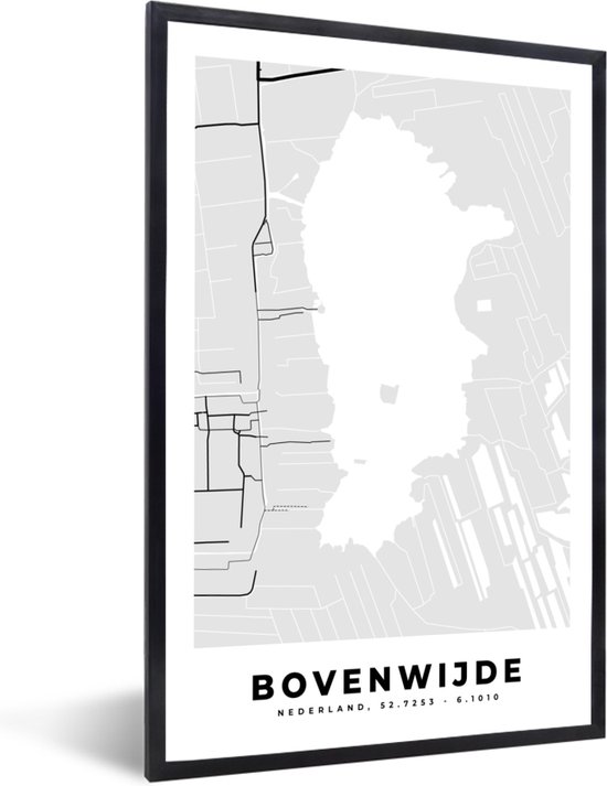 Cadre photo avec affiche - Carte - Bovenwijde - Carte - Nederland - Plan de la ville - 80x120 cm - Cadre pour affiche