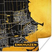 Poster Enkhuizen - Plattegrond - Kaart - Goud - Stadskaart - 50x50 cm