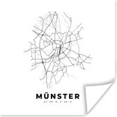 Poster Stadskaart – Zwart Wit - Kaart – Münster – Duitsland – Plattegrond - 75x75 cm