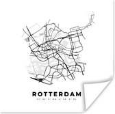 Poster Kaart – Plattegrond – Stadskaart – Rotterdam – Nederland – Zwart Wit - 30x30 cm