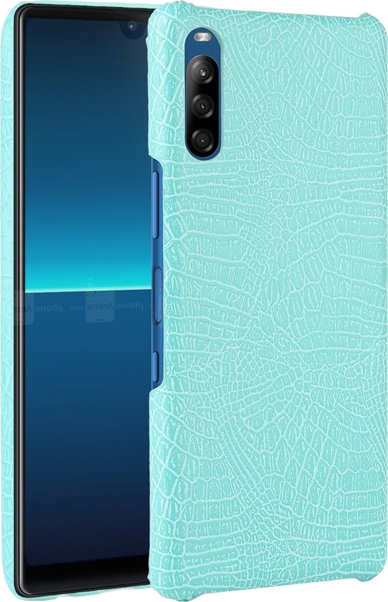 Mobigear Hoesje geschikt voor Sony Xperia L4 Telefoonhoesje Hardcase | Mobigear Croco Backcover | Xperia L4 Case | Back Cover - Turquoise