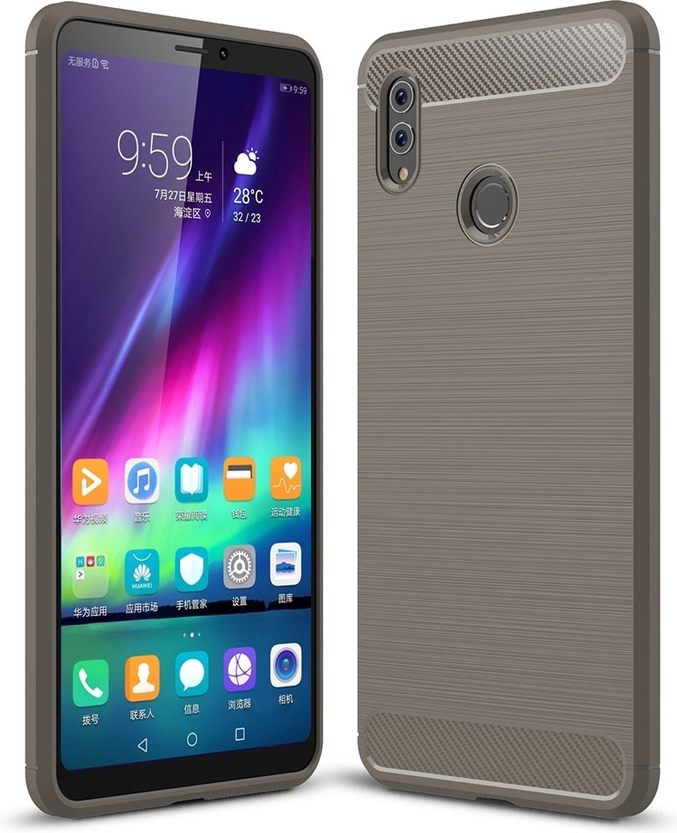 Mobigear Hoesje geschikt voor HONOR Note 10 Telefoonhoesje Flexibel TPU | Mobigear Brushed Slim Backcover | Note 10 Case | Back Cover - Grijs