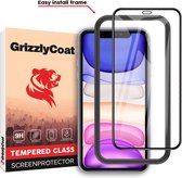 GrizzlyCoat Screenprotector geschikt voor Apple iPhone XR Glazen | GrizzlyCoat Easy Fit Screenprotector - Case Friendly + Installatie Frame - Zwart