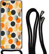 Coque avec cordon iPhone SE 2020 - Pois - Design - Rétro - Oranje - Siliconen - Bandoulière - Coque arrière avec cordon - Coque pour téléphone avec cordon - Coque avec corde