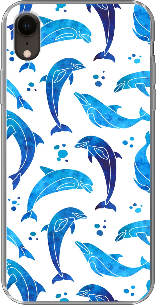 Telefoonhoesje Geschikt voor iPhone XR hoesje - Meisjes - Dolfijn - Dieren - Patronen - Girl - Kids - Kinderen - Siliconen Telefoonhoesje Telefoonhoesje