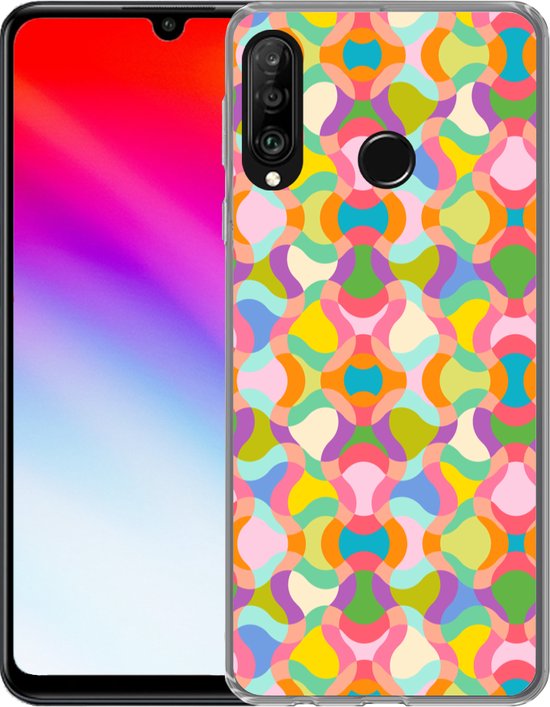 Coque Huawei P30 Lite - Design - Abstrait - Couleurs - Rétro - Coque de téléphone en Siliconen