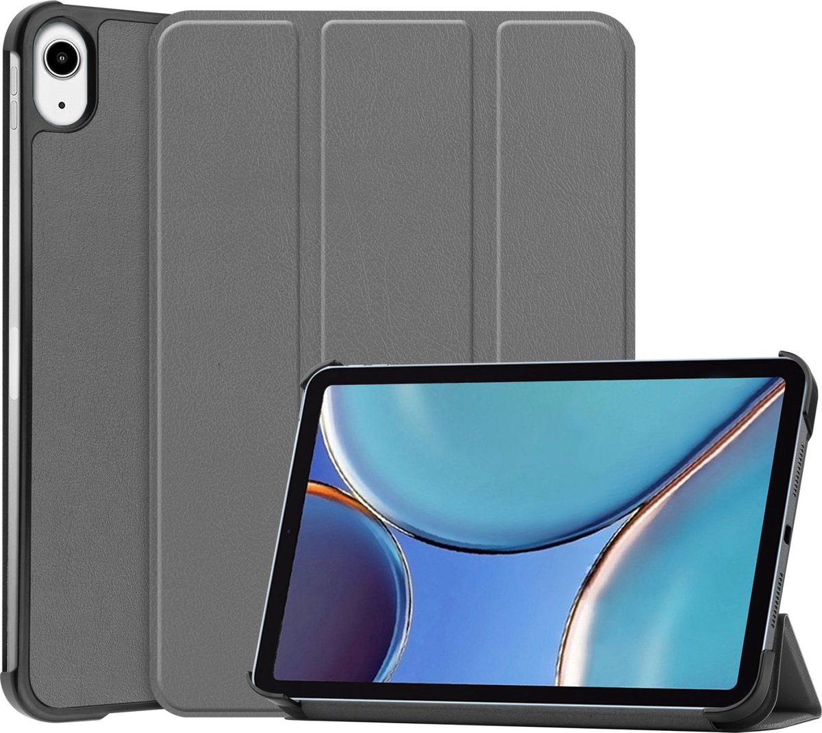 Mobigear Tablethoes geschikt voor Apple iPad Mini 6 (2021) Hoes | Mobigear Tri-Fold Bookcase - Grijs